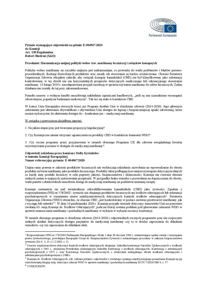 zakwalifikowanie CBD jako żywność