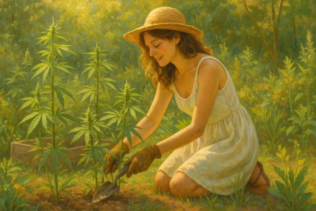 konopie włókniste w ogródku