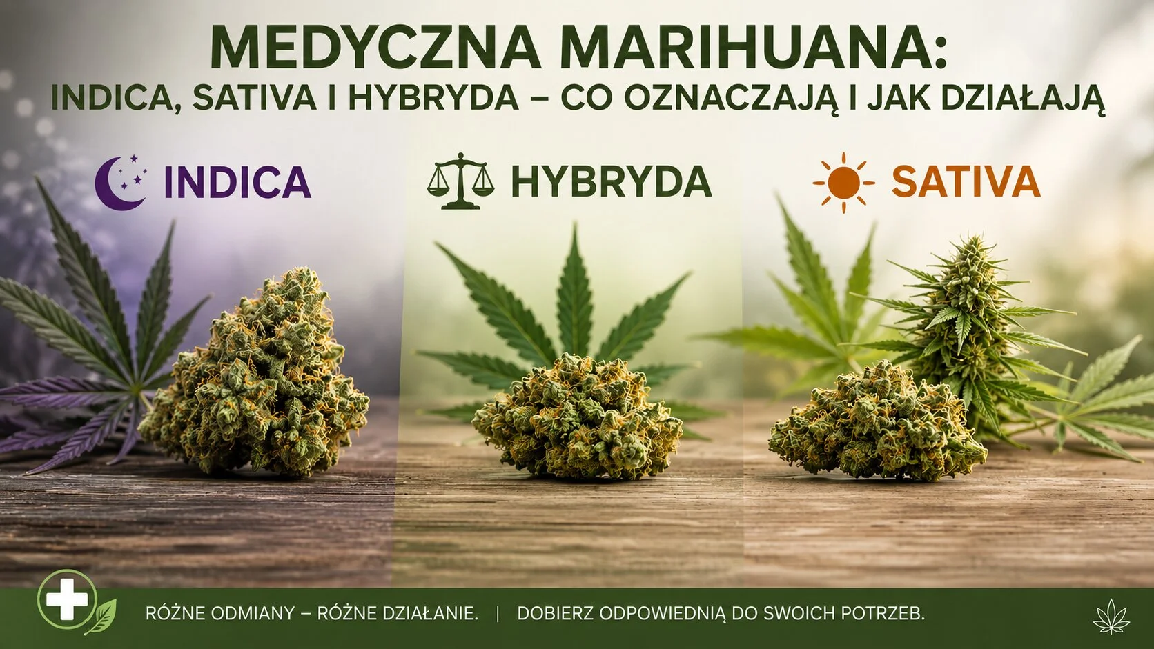 Medyczna marihuana Indica, Sativa i Hybryda